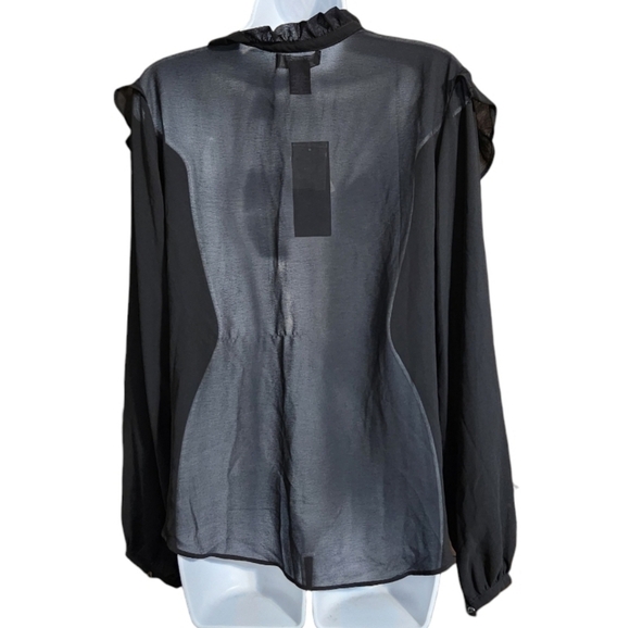 NWT Anna Cai Mesh Sheer Ruffle Top - Picture 3 of 4